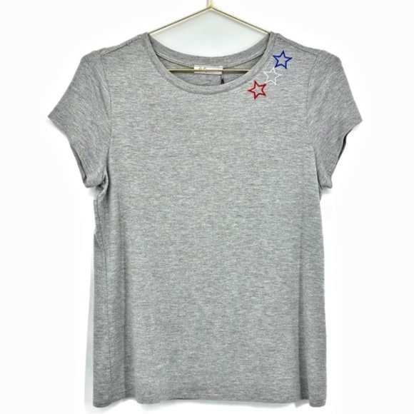 BRIT.NY Tops - BRIT.NY Gray Star Embellished Tee Size Small NWT